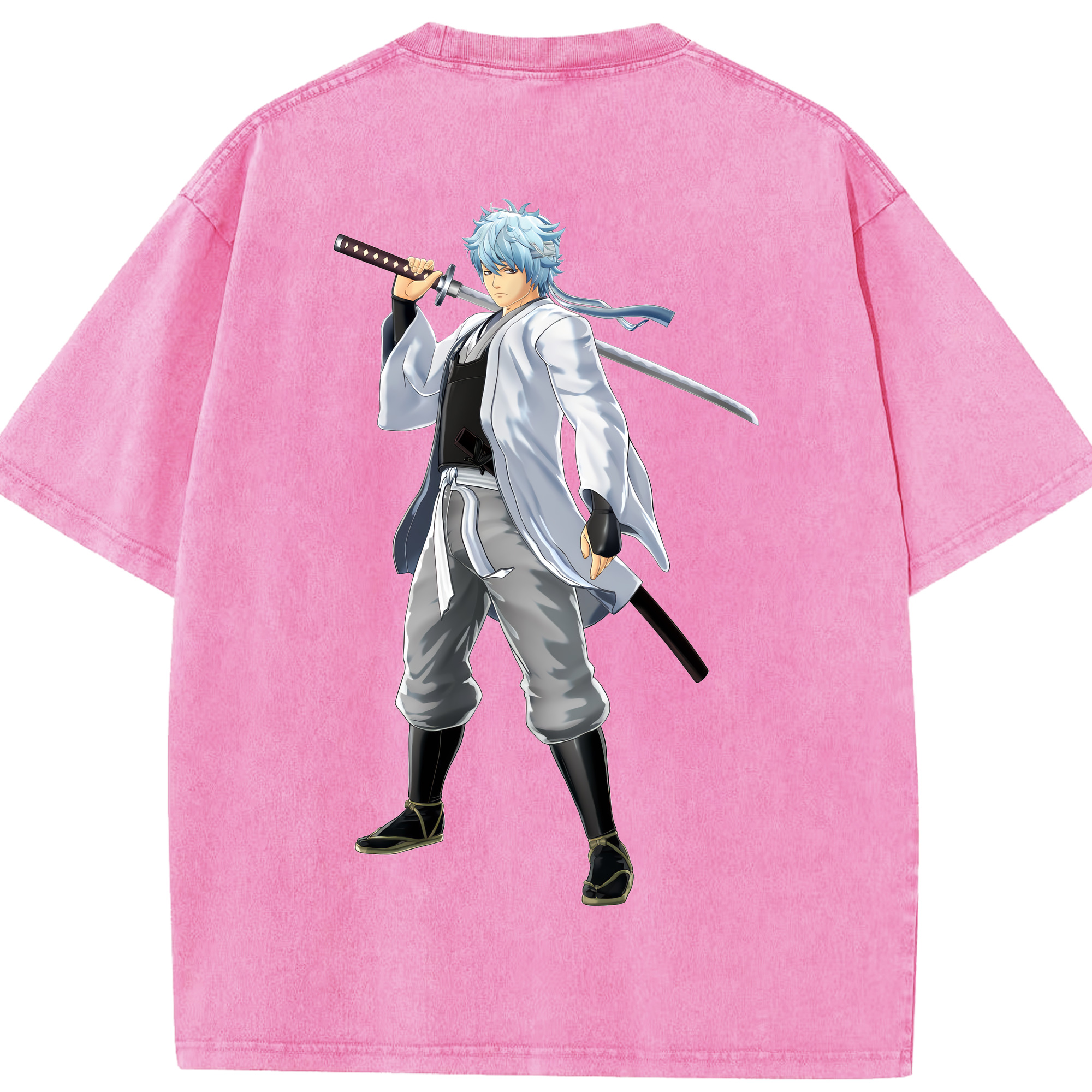 （画像用） ぎんたま 坂田銀時（さかたぎんとき） 神楽 志村新八（しむら しんぱち） GINTAMA Sakata Gintoki Kagura Shimura Shinpachi 綿100% ヴィンテージ風 半袖Tシャツ（背面プリント）